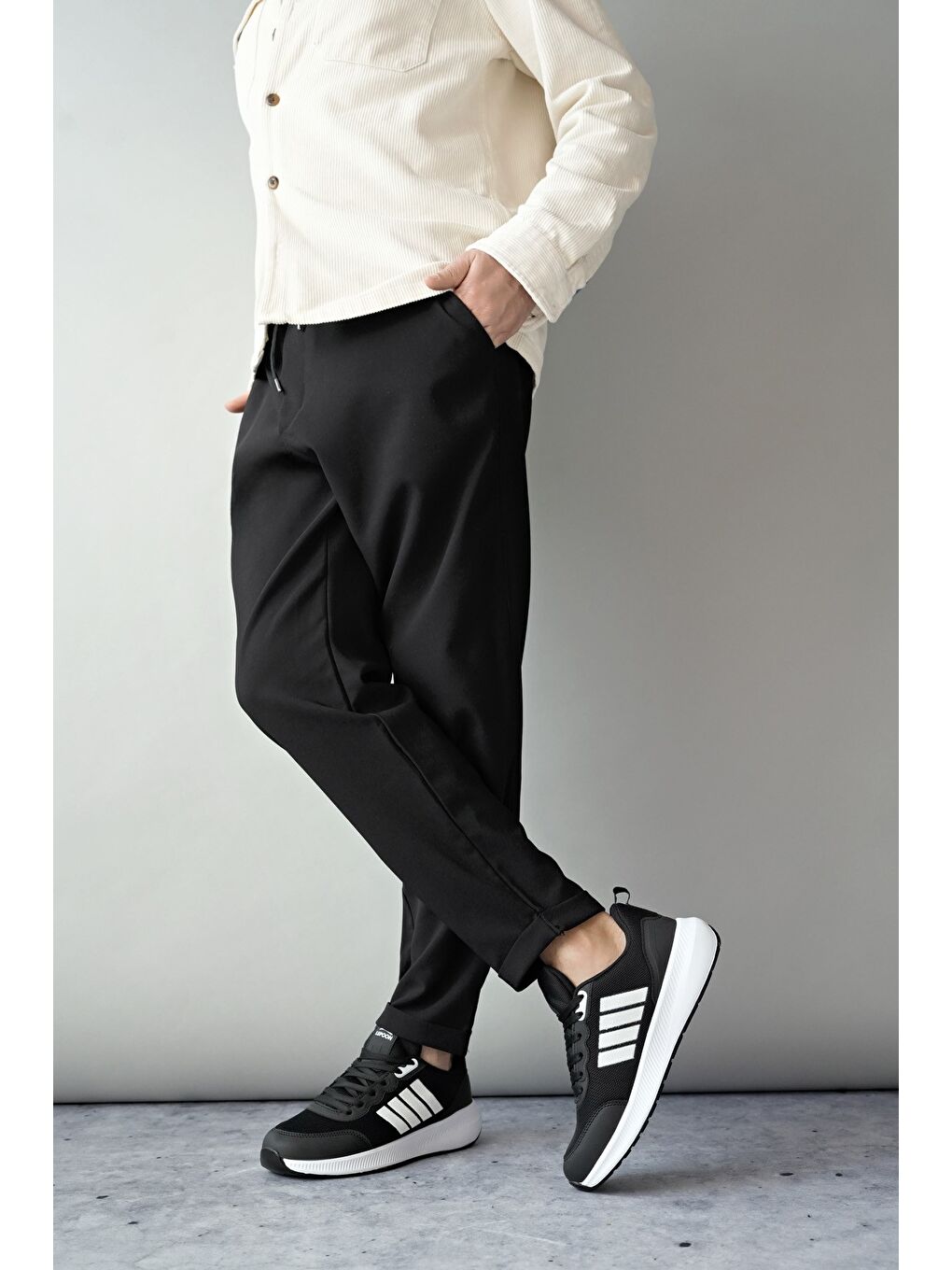 Siyah KENS Erkek Ortopedik Günlük Bağcıklı Yürüyüş Koşu Sneaker Spor Ayakkabı