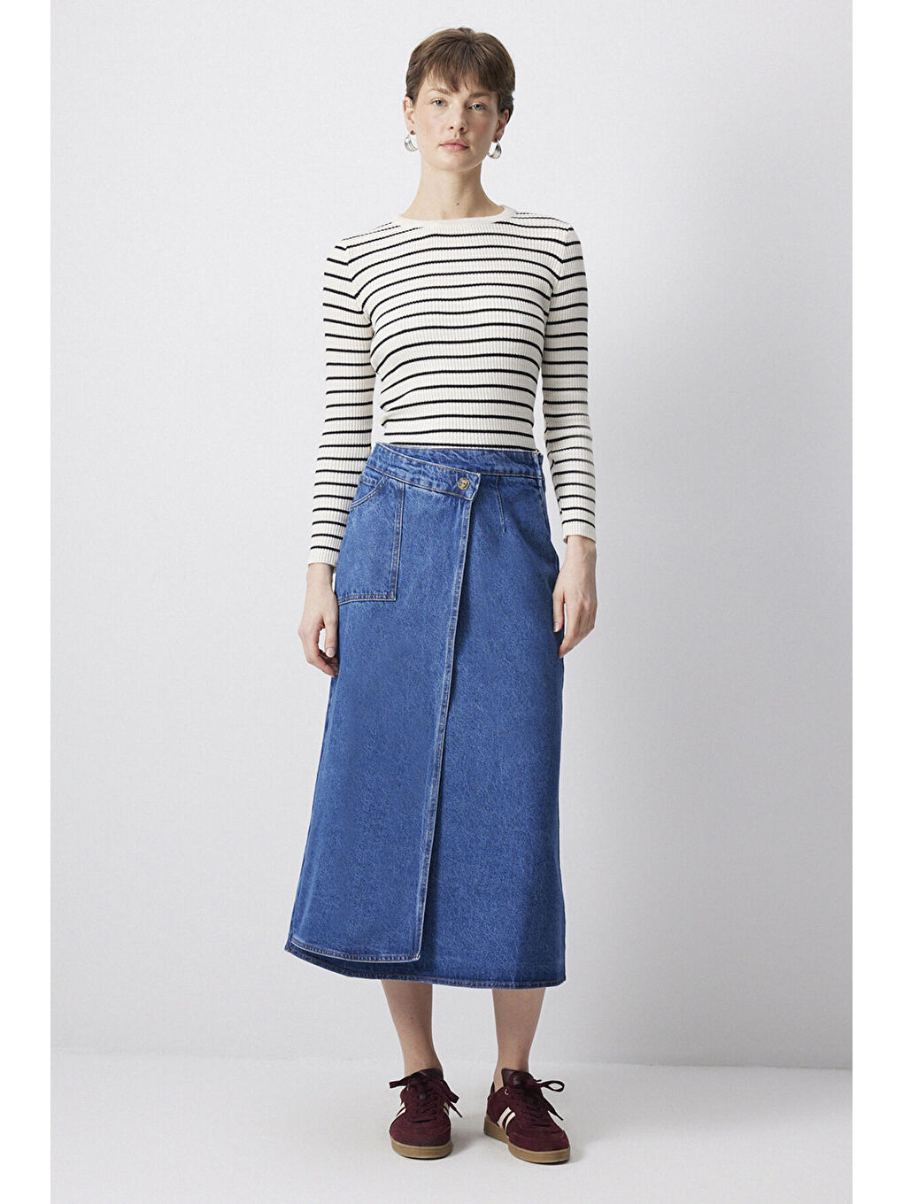 Mavi Kruvaze Denim Etek