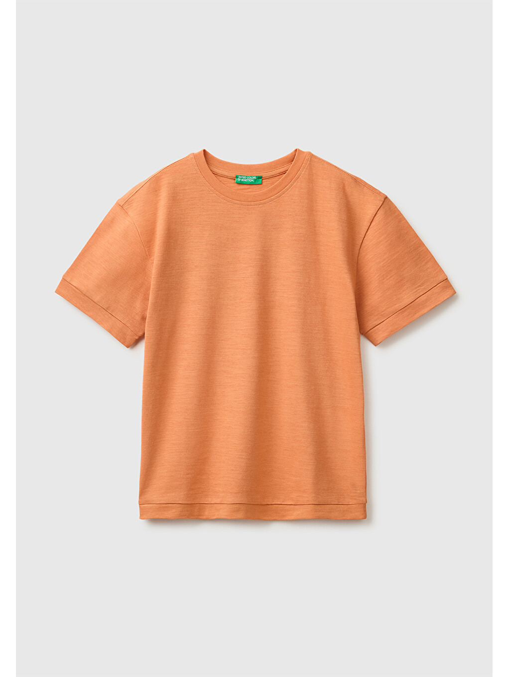 Erkek Çocuk Turuncu Önü Baskı Detaylı Bisiklet Yaka T-Shirt