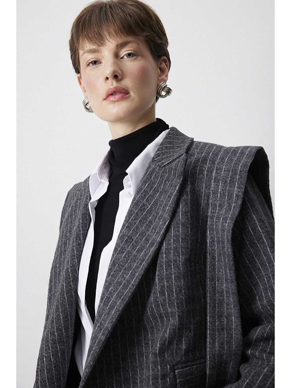 Antrasit Kemer Detaylı Ceket-3