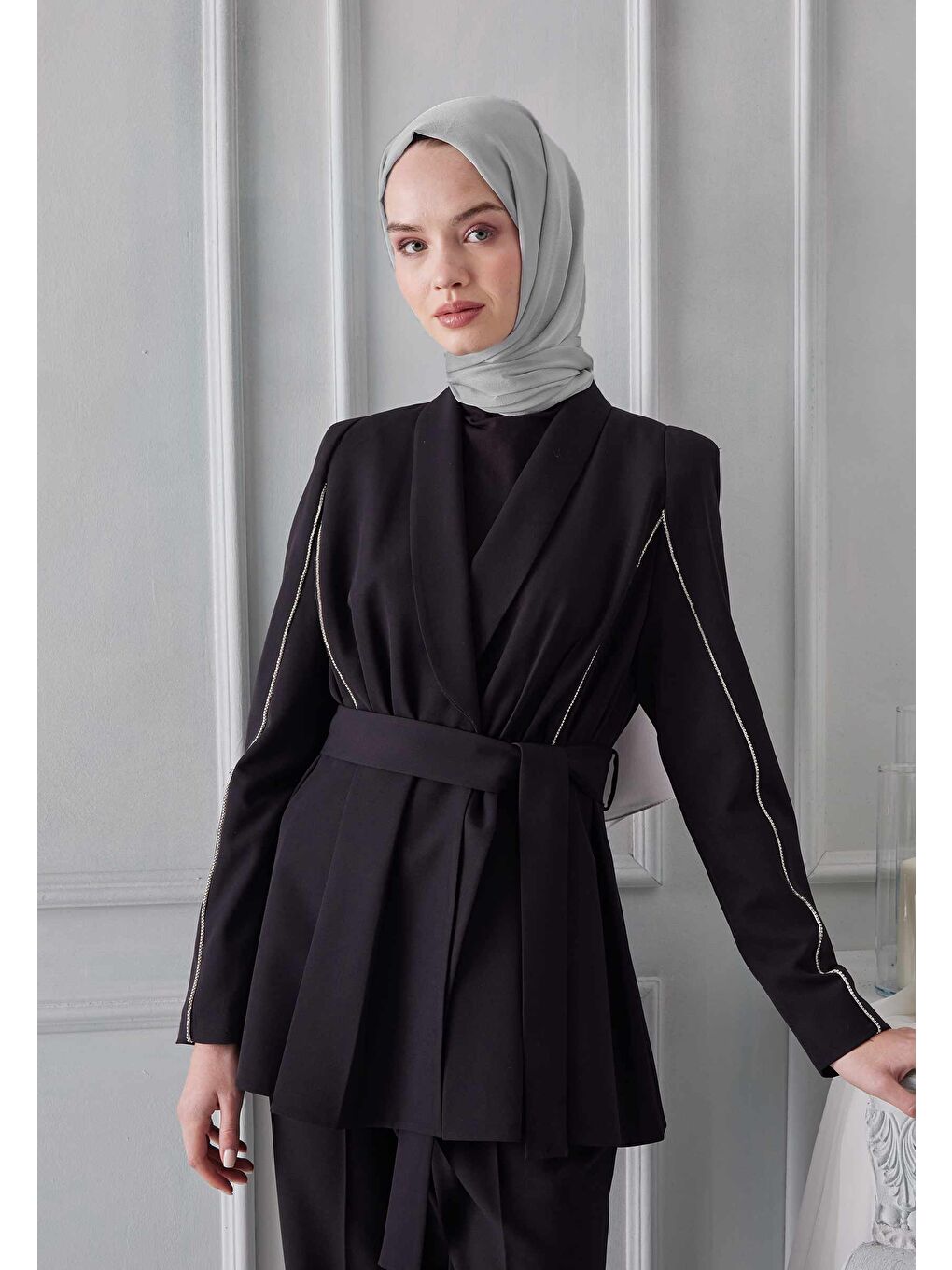 Gri Janjanlı Şal Gümüş-1