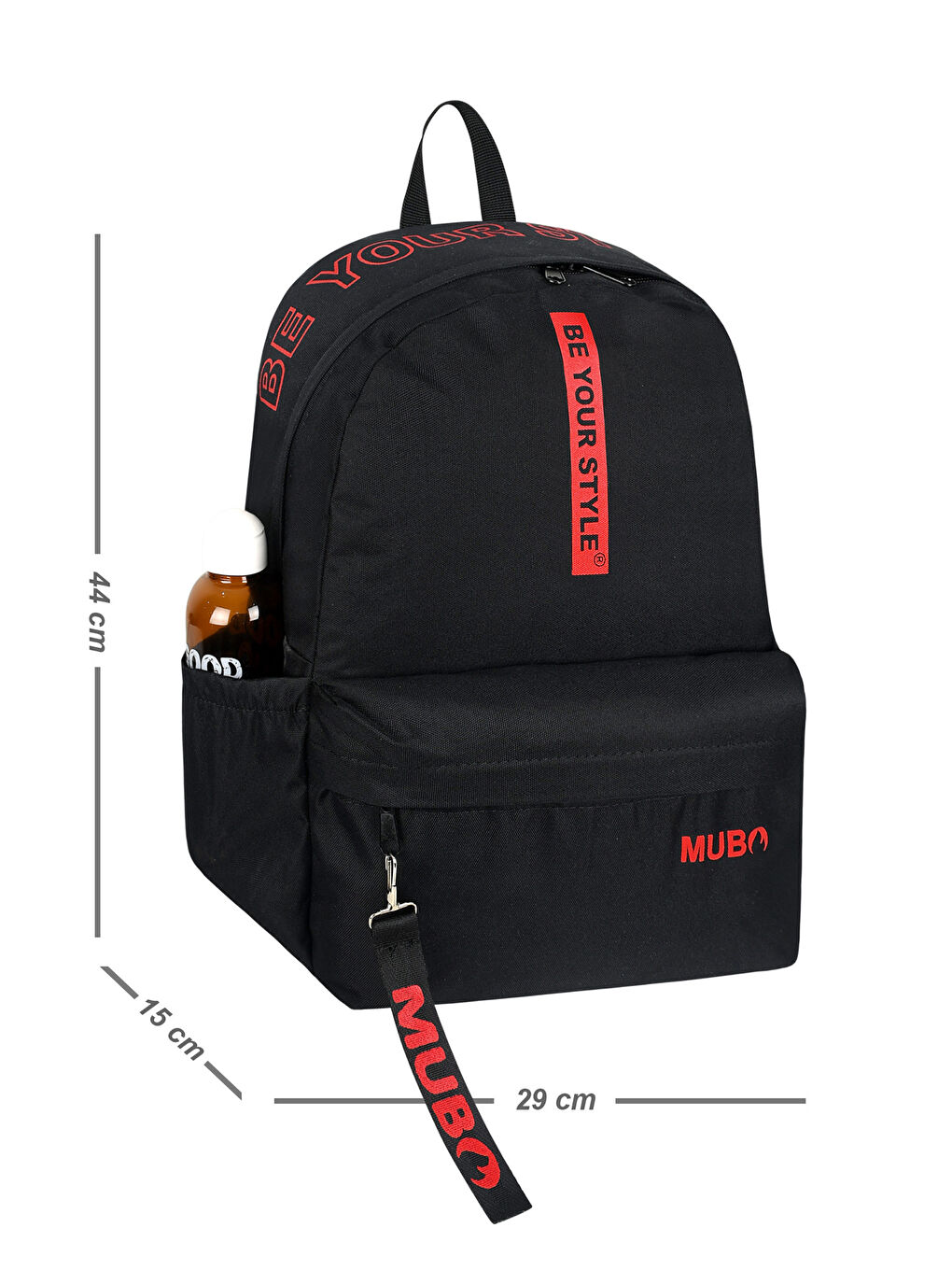 Unisex Siyah Kırmızı Geniş Hacimli Günlük ve Okul Kullanımına Uygun Sırt Çantası