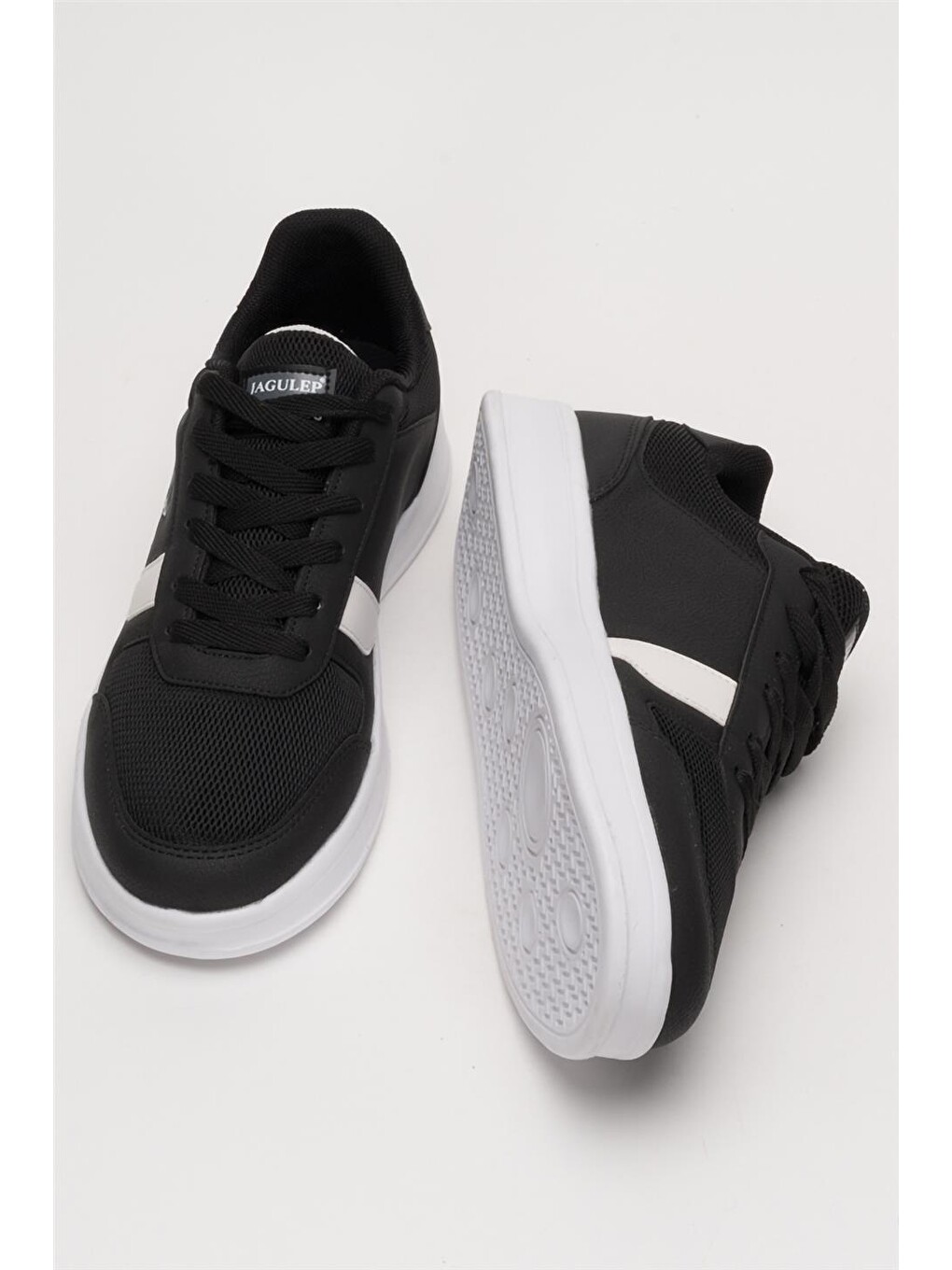 Siyah Erkek Günlük Sneaker Rahat Spor Ayakkabı Sİyah Beyaz-6