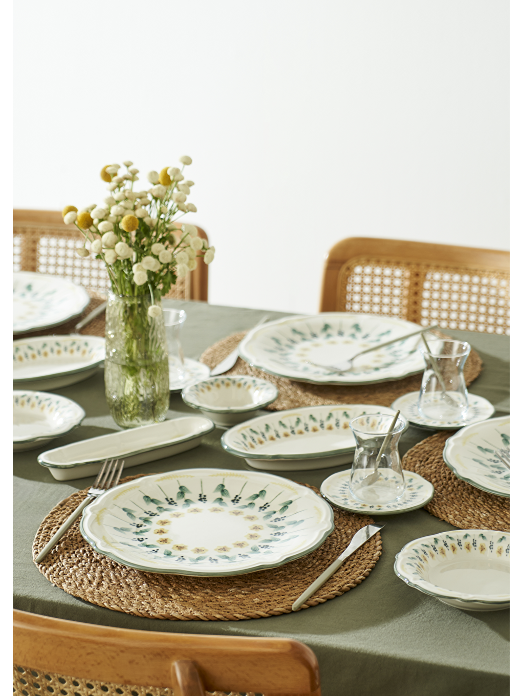 Adelina Stoneware 52 Parça 12 Kişilik Kahvaltı Takımı Yeşil-1