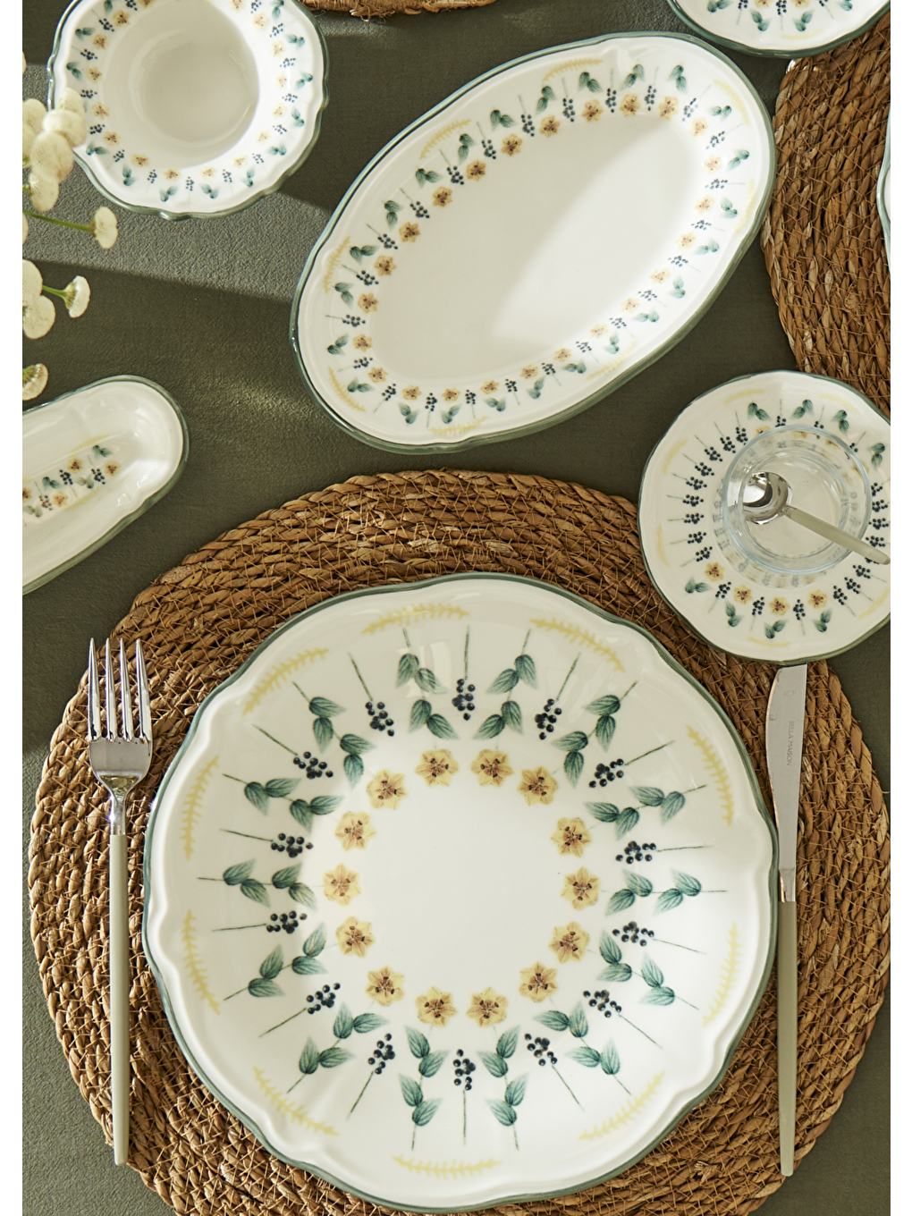 Adelina Stoneware 52 Parça 12 Kişilik Kahvaltı Takımı Yeşil-3