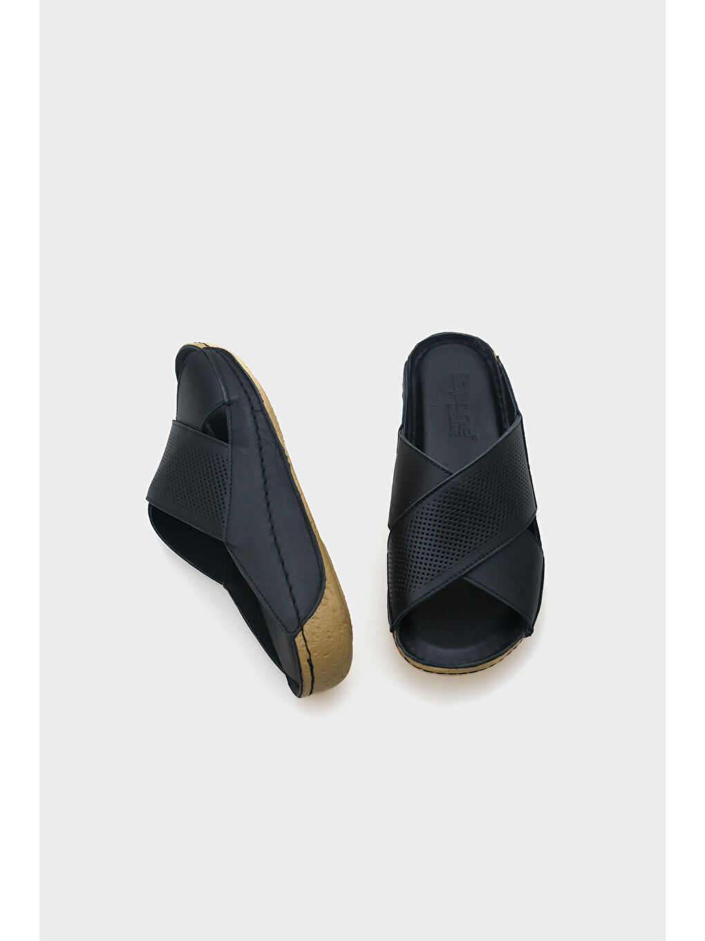 Siyah Nissa Çapraz Bantlı Deri Konfor Anatomik Kadın Terlik-4