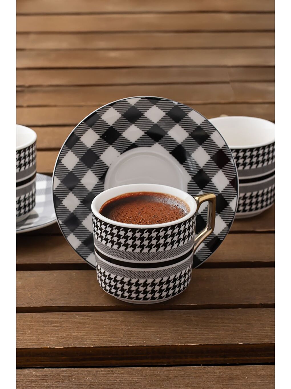 Siyah YKY098-6  2'li Türk Kahvesi Fincan Takımı 4 Parça-1