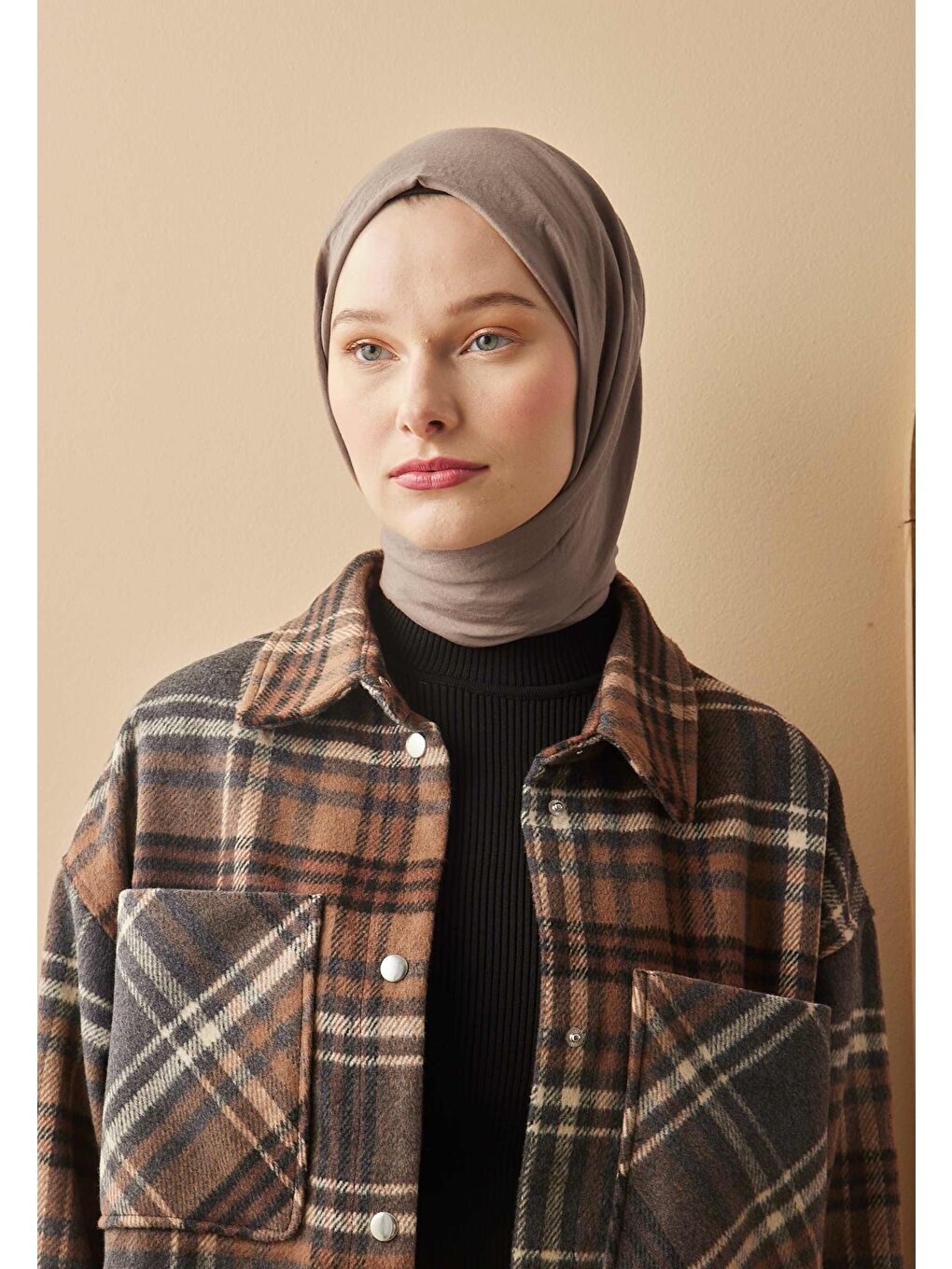 Bej Pamuk Crash Şal Vizon-3