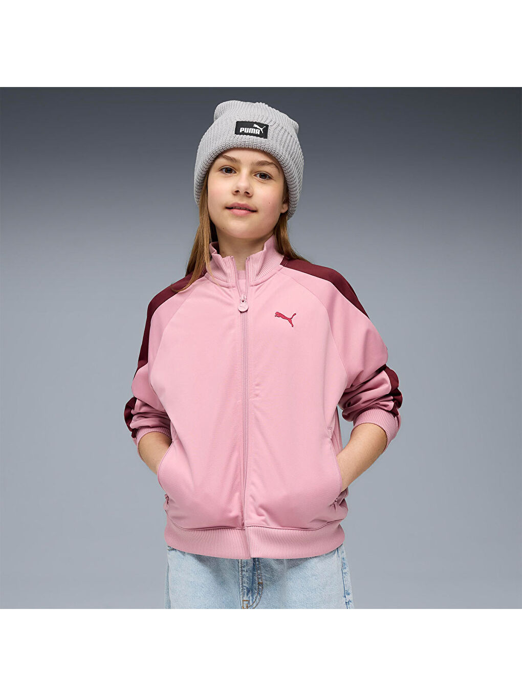 T7 Always On Çocuk Pembe Dik Yaka Ceket