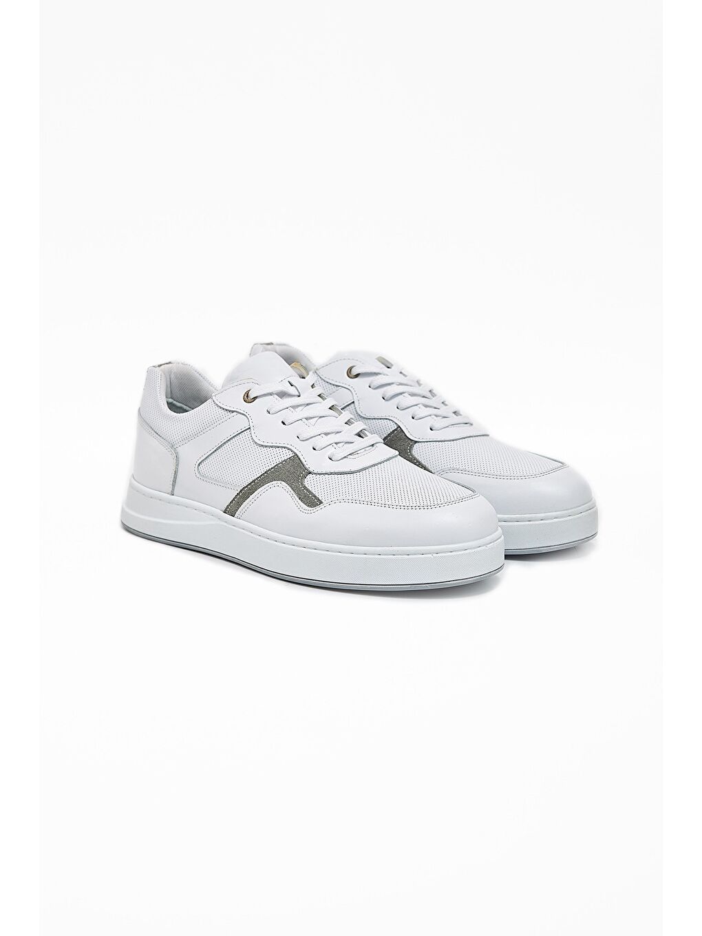 Beyaz Hakiki Deri Garnili Bağcıklı Casual Ayakkabı 1033240170-1