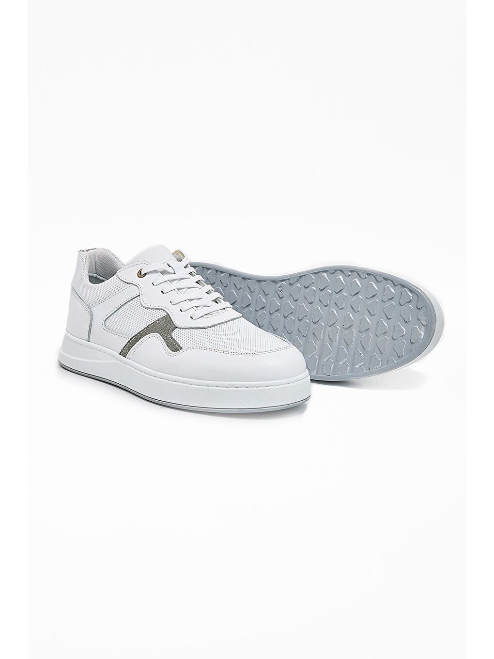 Beyaz Hakiki Deri Garnili Bağcıklı Casual Ayakkabı 1033240170-3