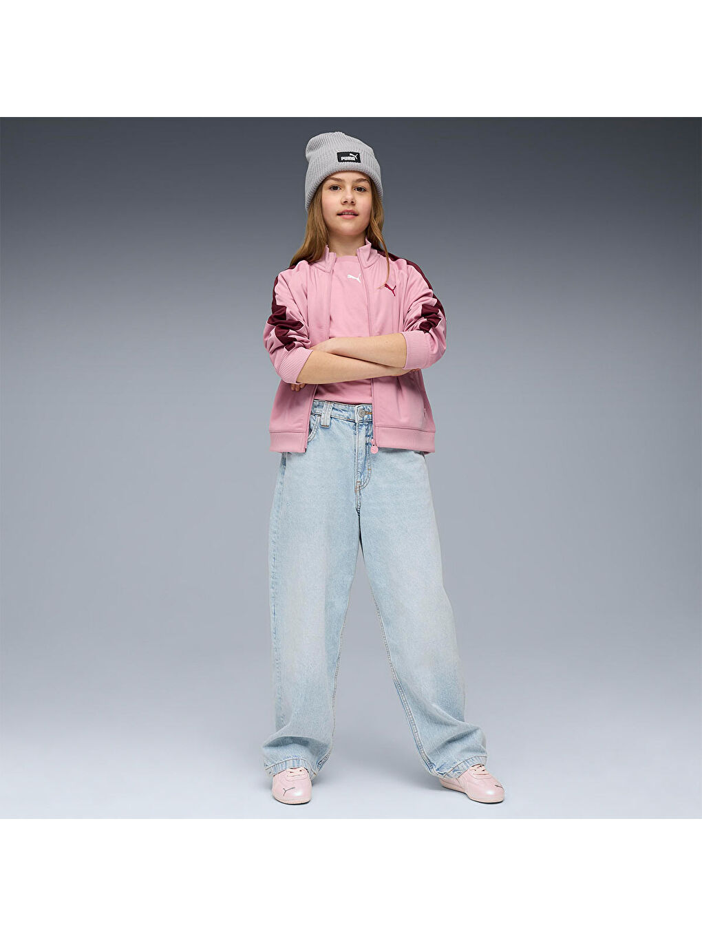 T7 Always On Çocuk Pembe Dik Yaka Ceket-1