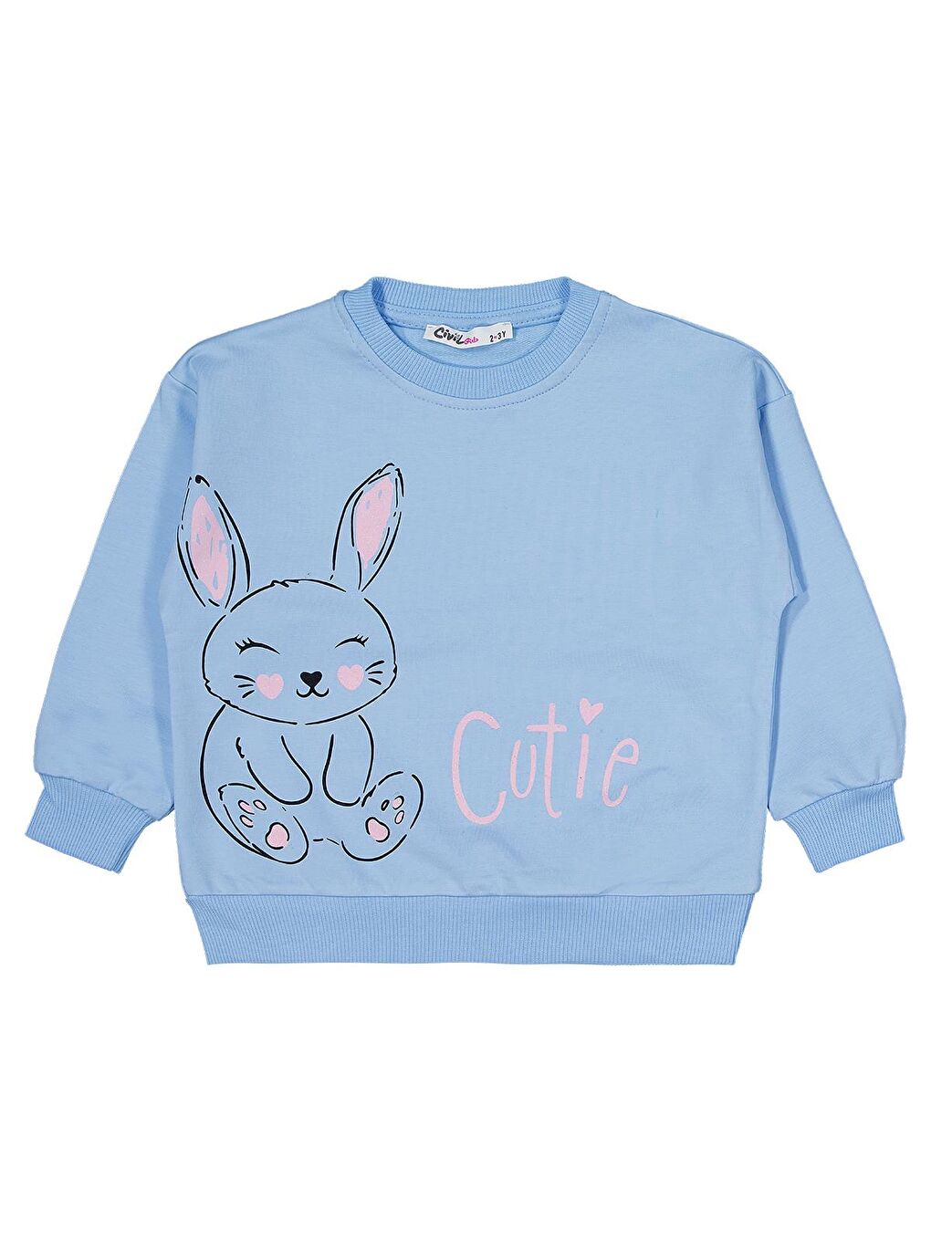 Beyaz Girls Tavşan Baskılı 3'lü Set 2-5 Yaş Sweatshirt - Standart-3