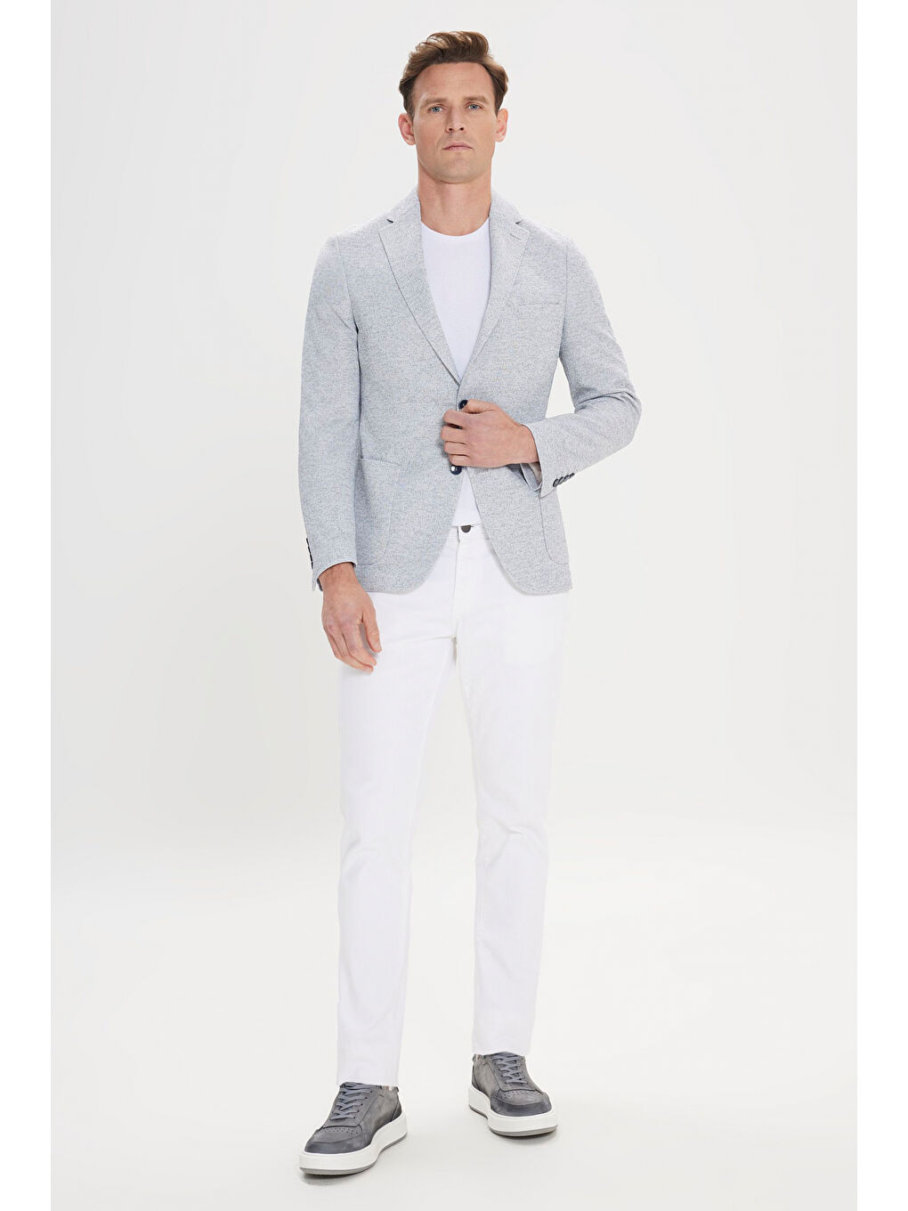 Erkek İndigo Slim Fit Dar Kesim Mono Yaka Desenli Blazer Ceket-2