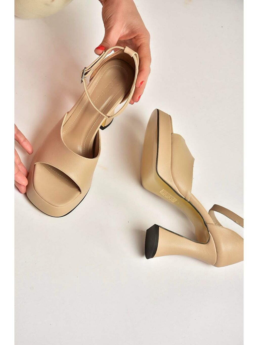 Bej Ten Kadın Topuklu Ayakkabı Y404850209-2