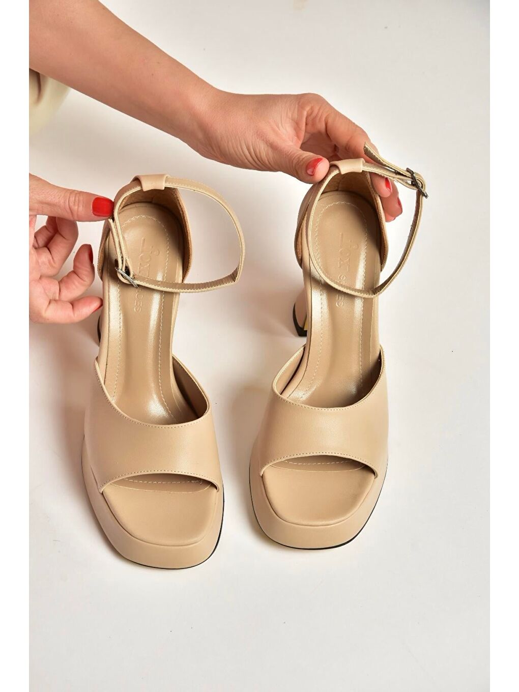 Bej Ten Kadın Topuklu Ayakkabı Y404850209-3