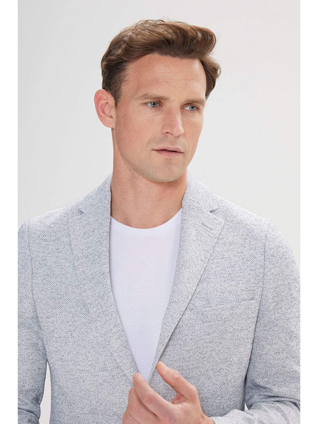 Erkek İndigo Slim Fit Dar Kesim Mono Yaka Desenli Blazer Ceket-3