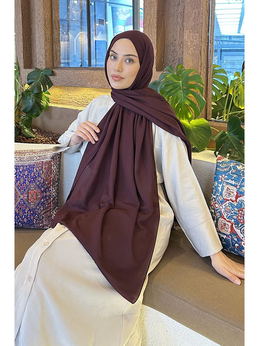 Comfort Pamuk Şal Acı Mor Koyu Bordo