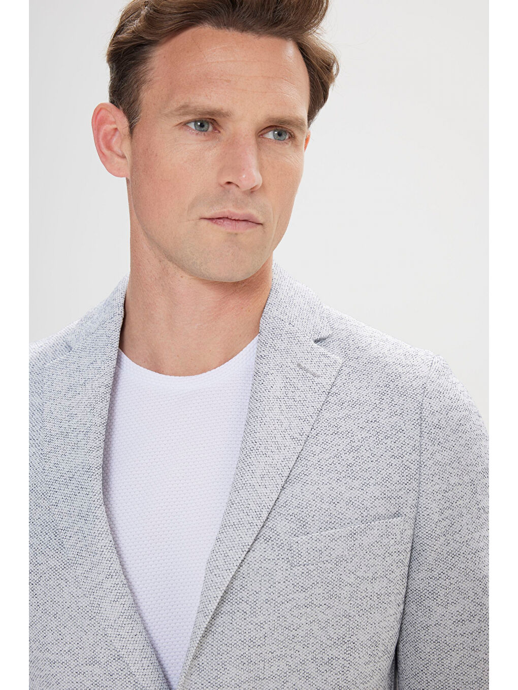 Erkek İndigo Slim Fit Dar Kesim Mono Yaka Desenli Blazer Ceket-4