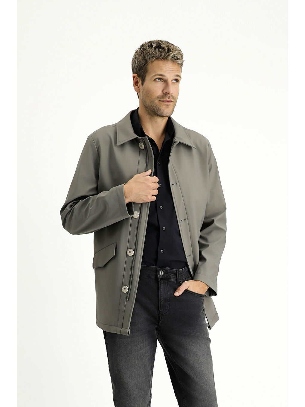 Kahverengi Techno-Line Elastanlı Pardösü & Trençkot-2