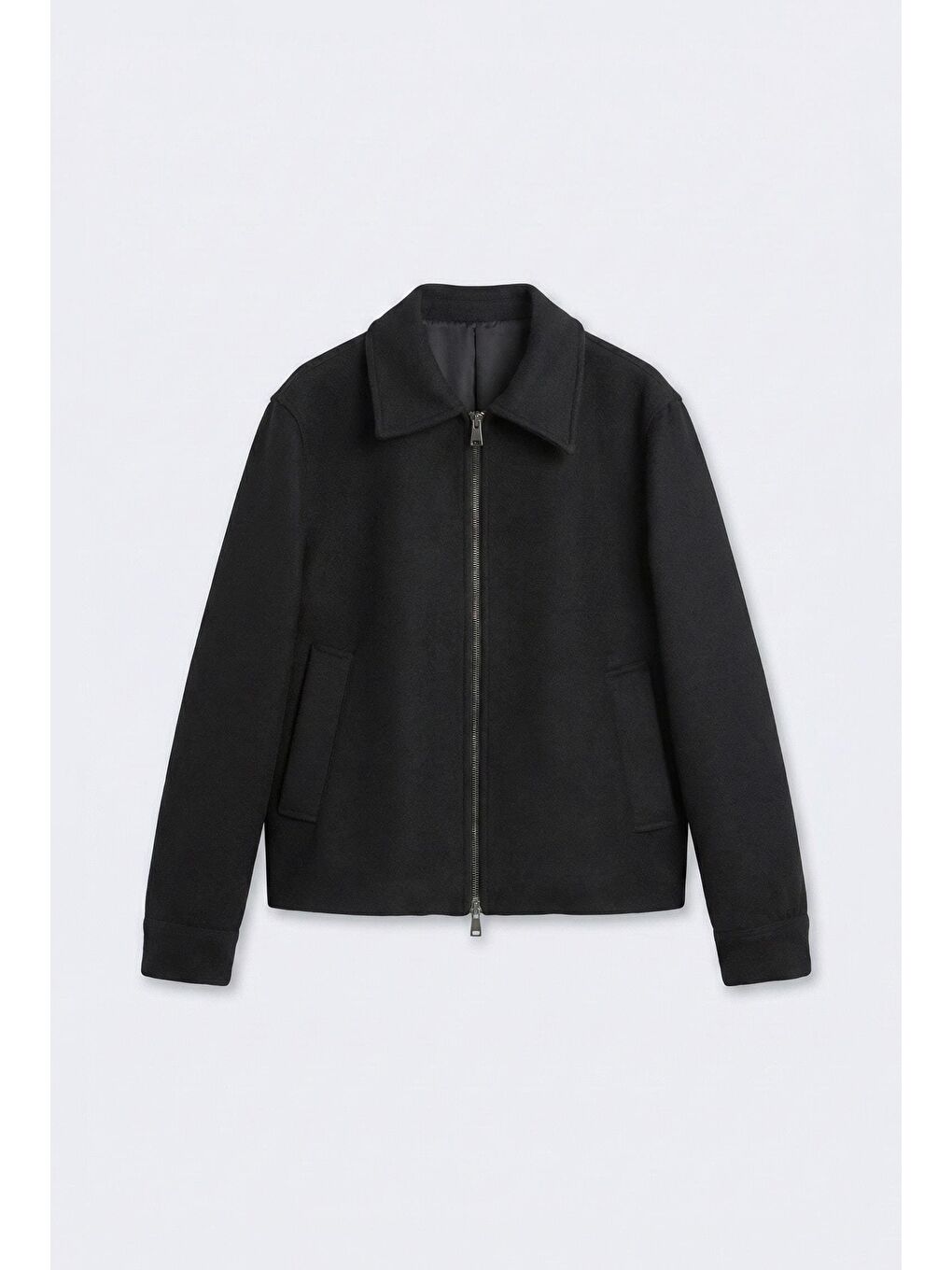 Erkek Relax Fit Kaşe Mont Siyah