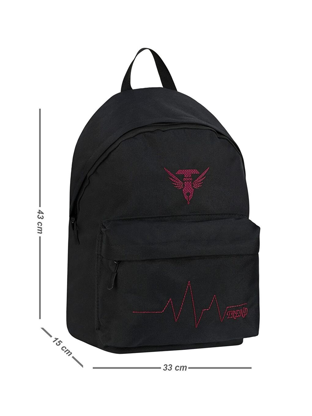 Unisex Siyah Bordo Geniş Hacimli Günlük ve Okul Kullanımına Uygun Sırt Çantası-1