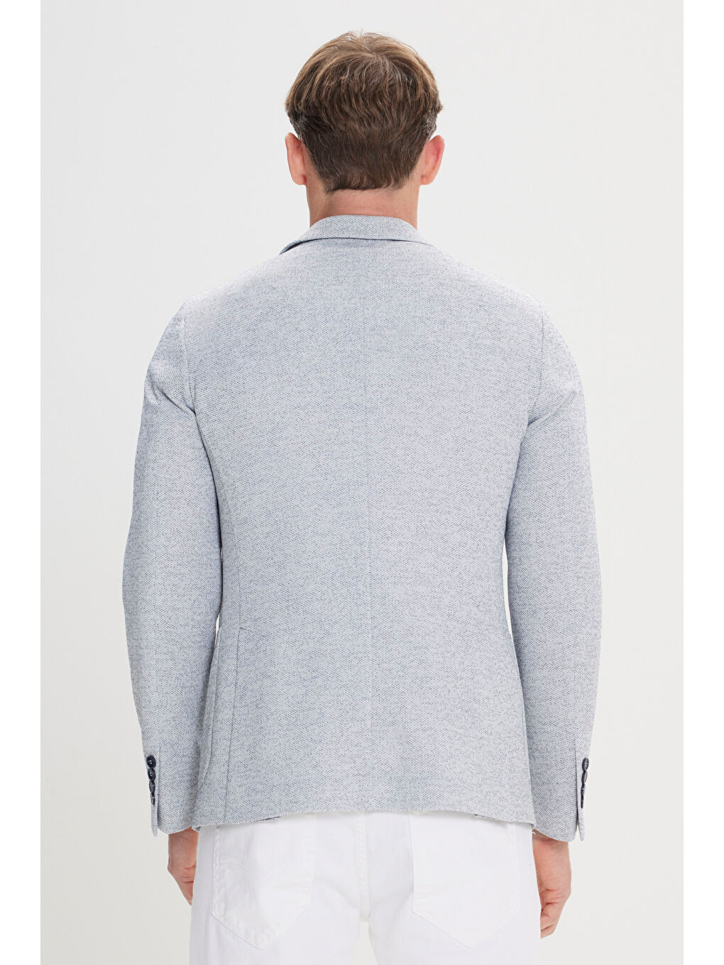 Erkek İndigo Slim Fit Dar Kesim Mono Yaka Desenli Blazer Ceket-6