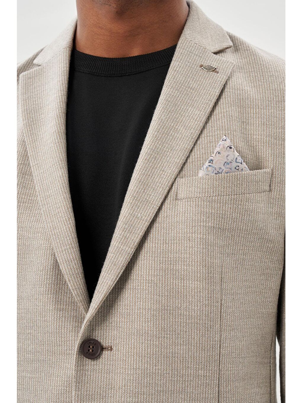 Bej Kendinden Flannel Mono Yaka Esnek 6 Drop Slim Fit Casual Ceket 1002245167-3