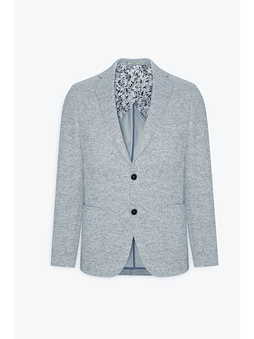 Erkek İndigo Slim Fit Dar Kesim Mono Yaka Desenli Blazer Ceket-7