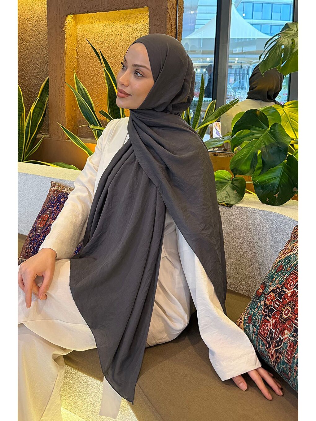 Comfort Pamuk Şal Antrasit-2