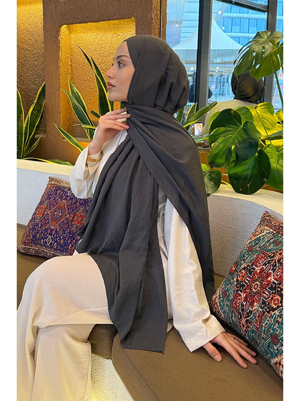 Comfort Pamuk Şal Antrasit-3