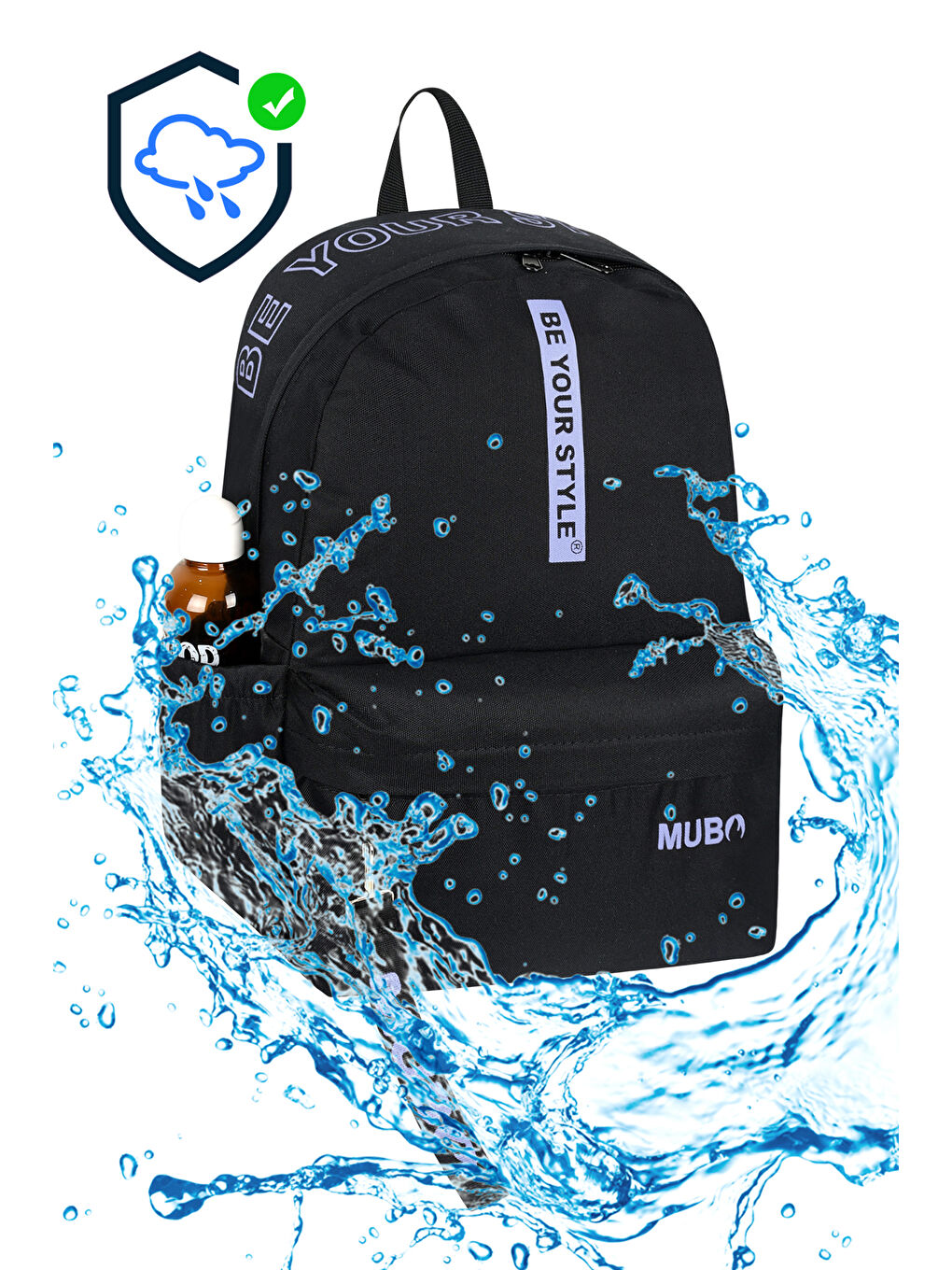 Unisex Siyah Gri Geniş Hacimli Günlük ve Okul Kullanımına Uygun Sırt Çantası-1