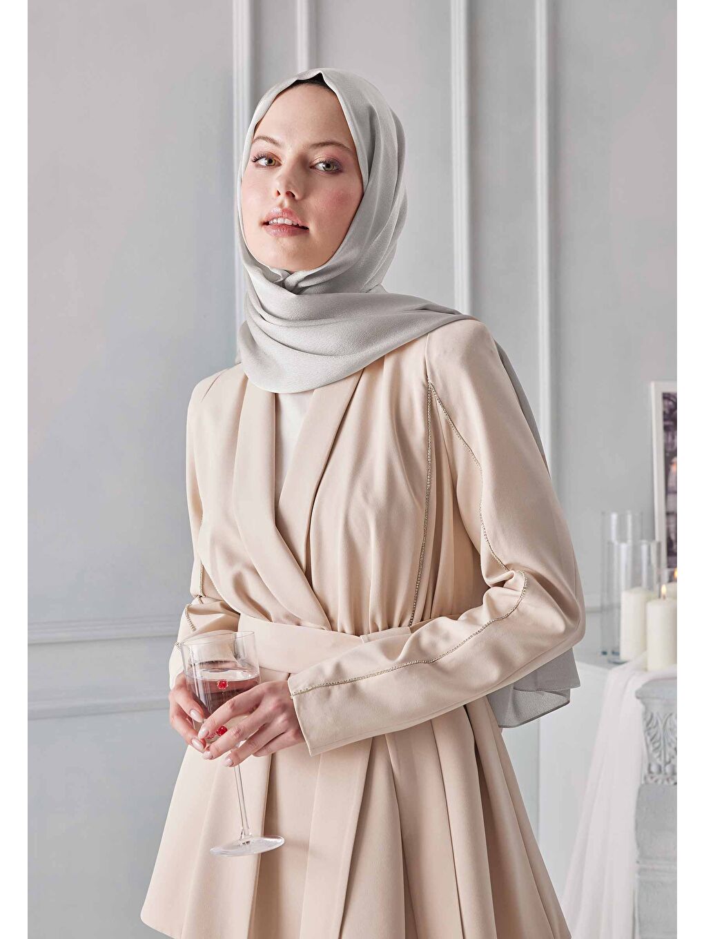 Bej Janjanlı Şal Vanilya-1