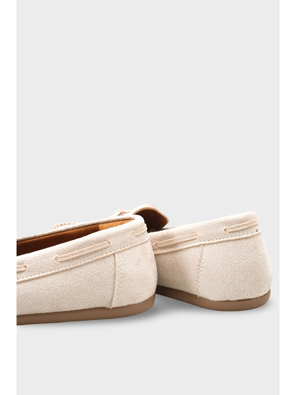 Bej Viki Kızılderili Nakışlı Yumuşak Kadın Loafer Ayakkabı-4