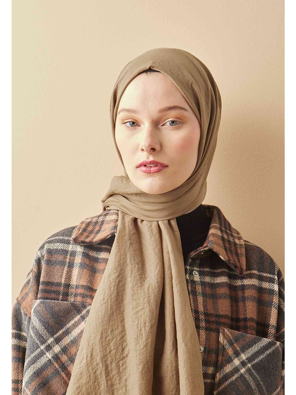 Kahverengi Pamuk Crash Şal Toprak-1