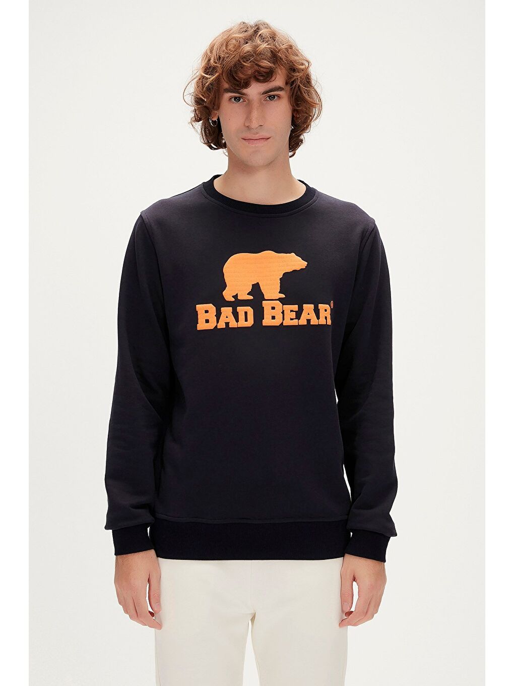 Bad Bear Lacivert Logo Crewneck Lacivert Baskılı Erkek Sweatshirt