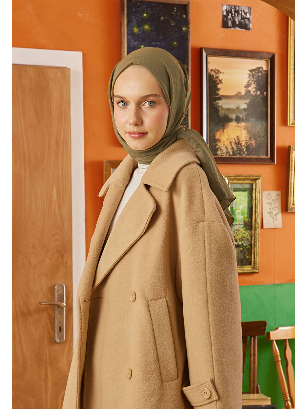 Kahverengi Pamuk Crash Şal Toprak-4