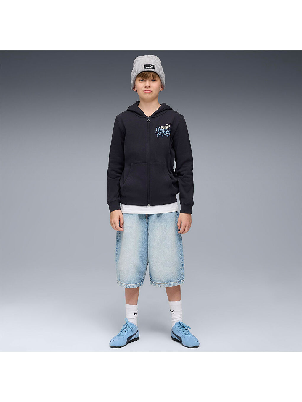 Mid 90s Full Zip Çocuk Lacivert Kapüşonlu Fermuarlı Sweatshirt-1