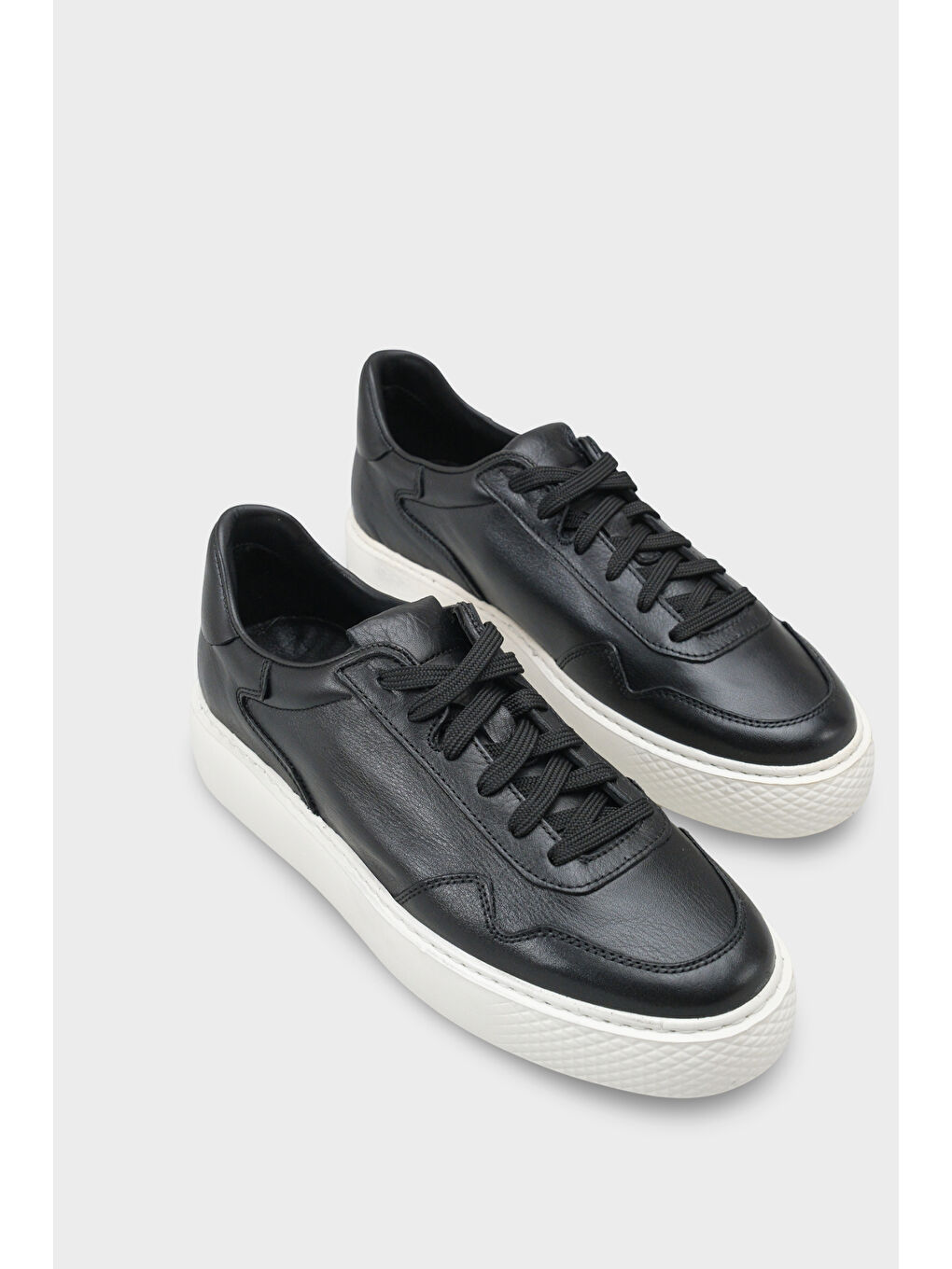 Siyah Rutter Hakiki Deri Erkek Günlük Spor Ayakkabı Sneaker-1