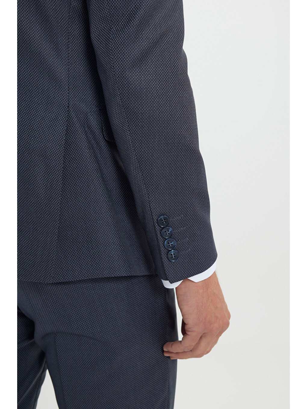 Erkek Mavi Ekstra Slim Fit Dar Kesim Desenli Yelekli Takım Elbise-7