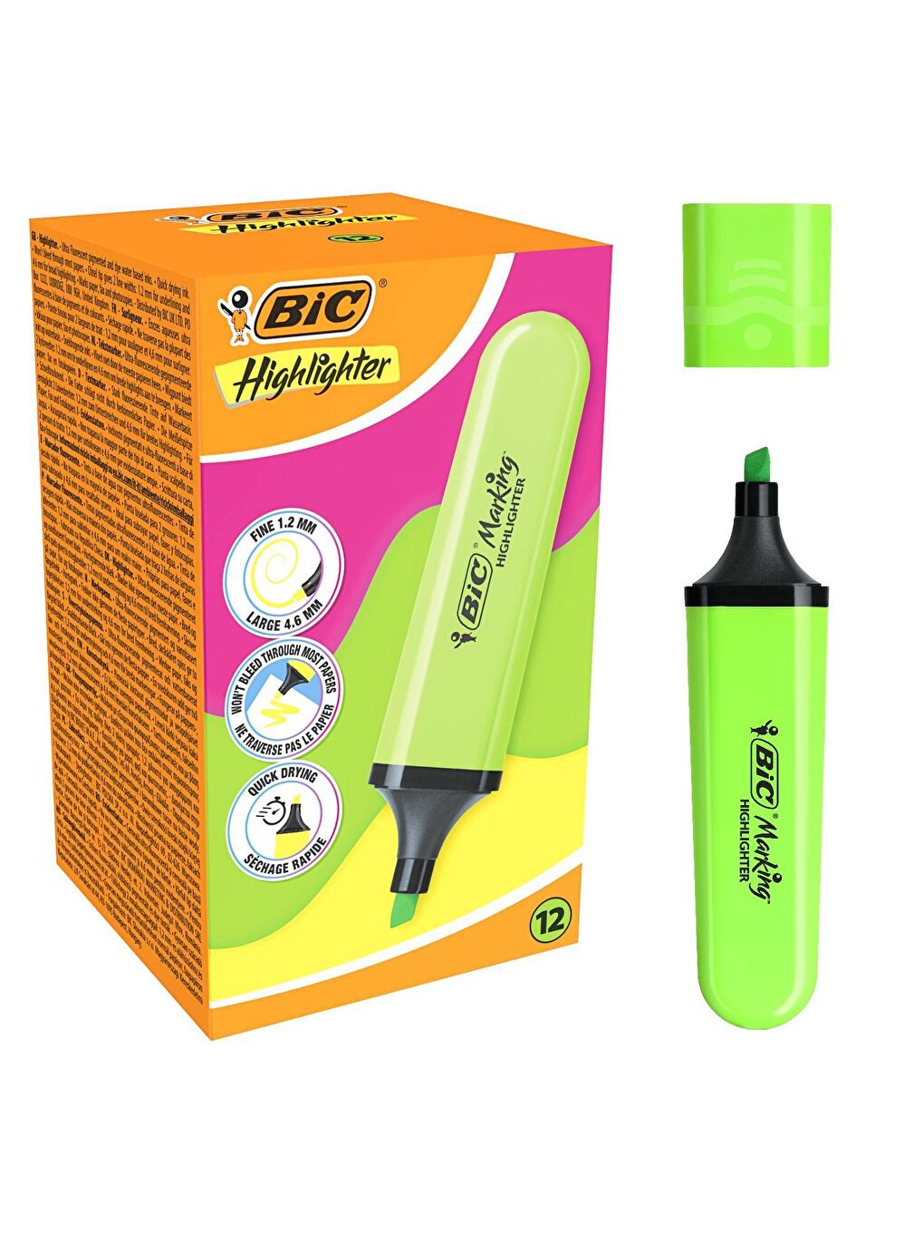 Bic Yeşil Marking Flat Fosforlu Kalem Yeşil 12 Adet