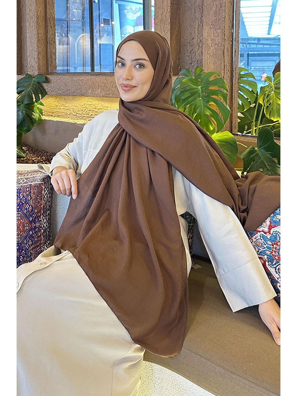 Kahverengi Comfort Pamuk Şal Çikolata Kahve