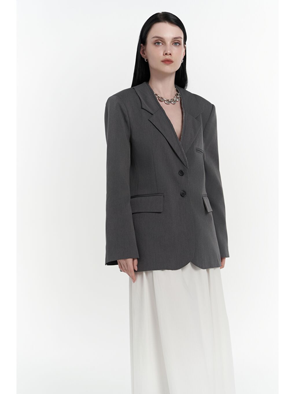 Volda Yaka Detay Antrasit Blazer