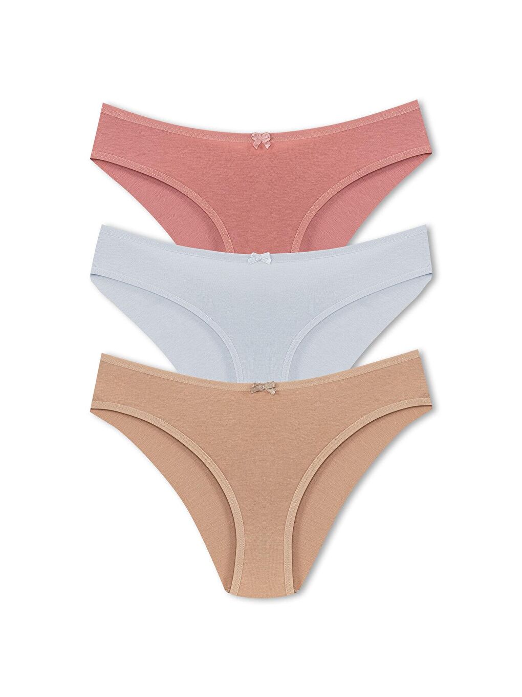 Kahverengi Pamuklu Arkası Çift Kat Slip Kadın Külot 3'lü