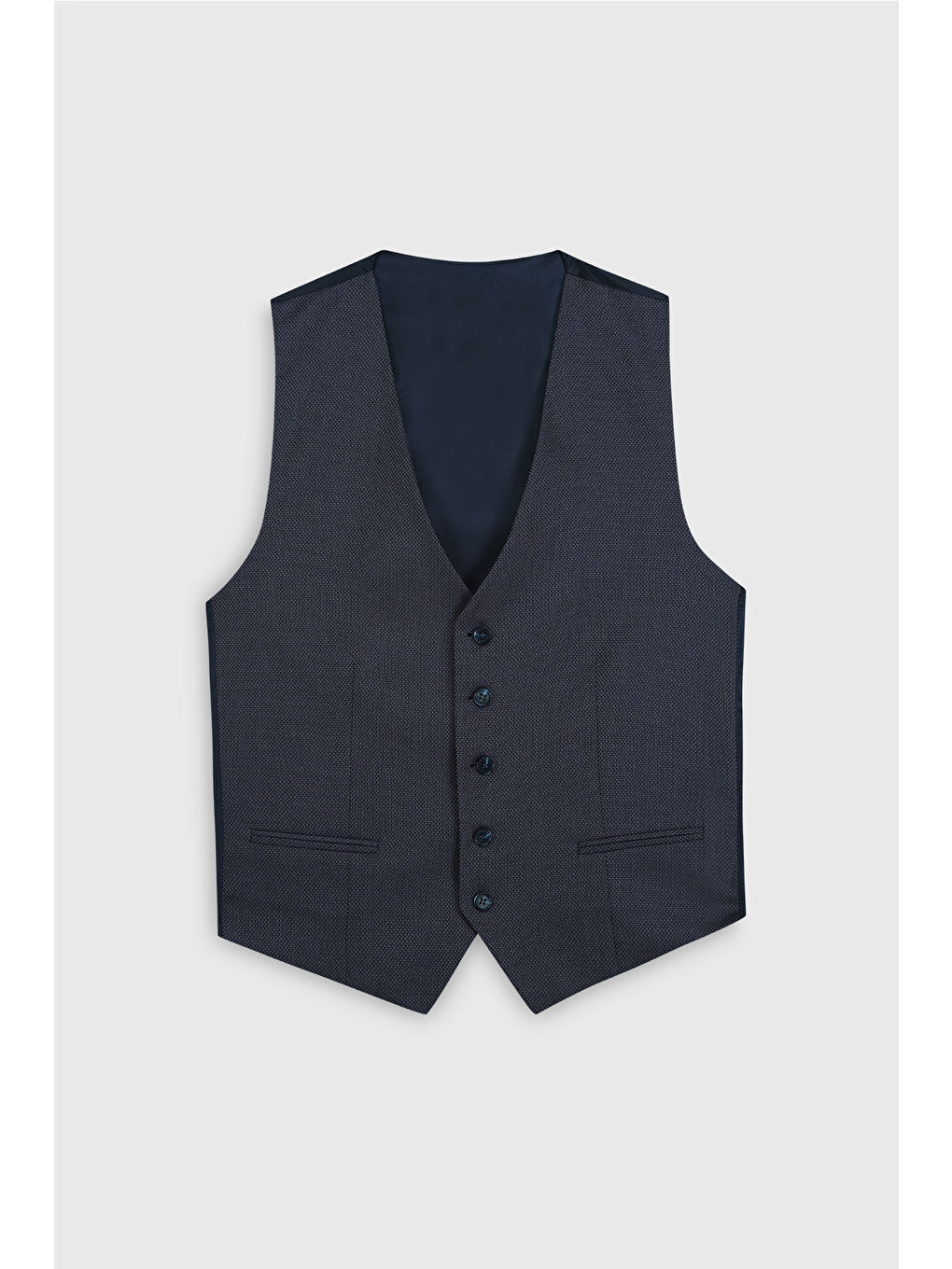 Erkek Mavi Ekstra Slim Fit Dar Kesim Desenli Yelekli Takım Elbise-10