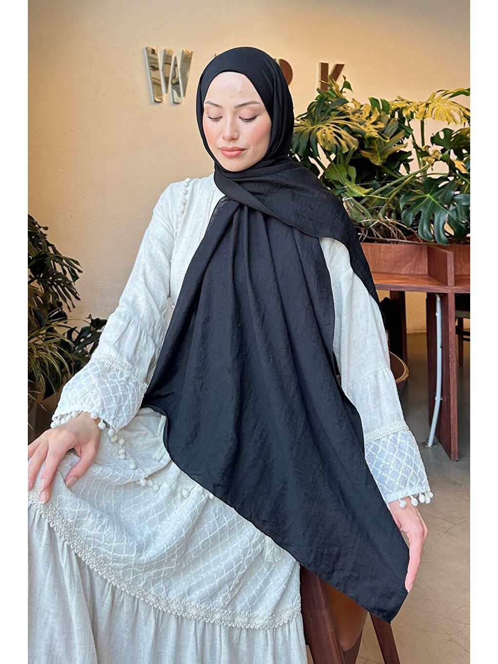 Comfort Pamuk Şal Siyah-3