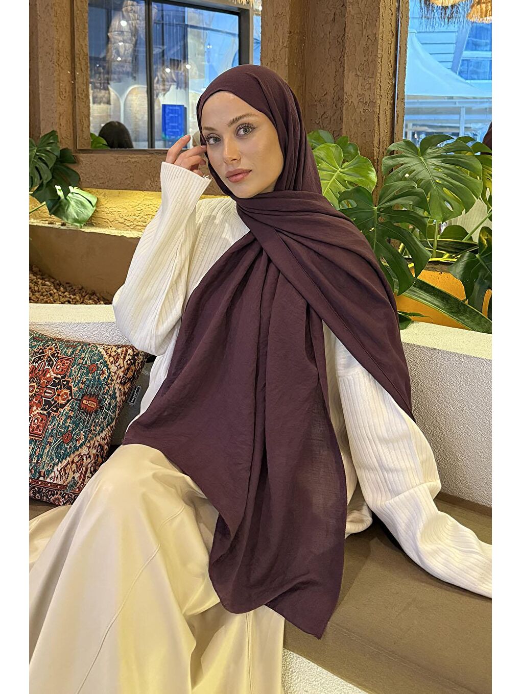 Comfort Pamuk Şal Mürdüm