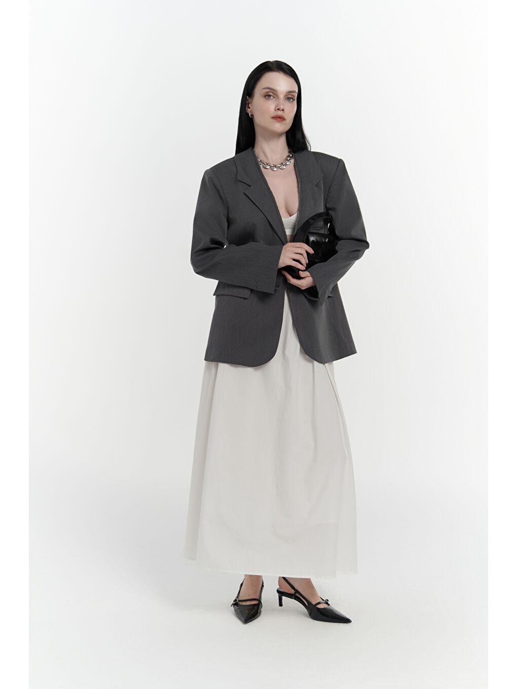 Volda Yaka Detay Antrasit Blazer-3