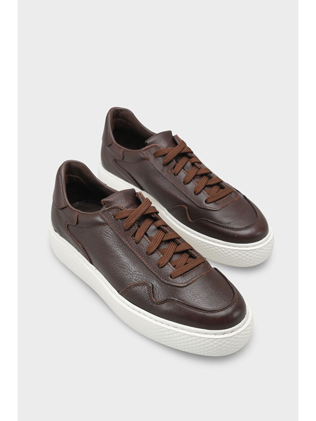 Kahverengi Rutter Hakiki Deri Erkek Günlük Spor Ayakkabı Sneaker-1
