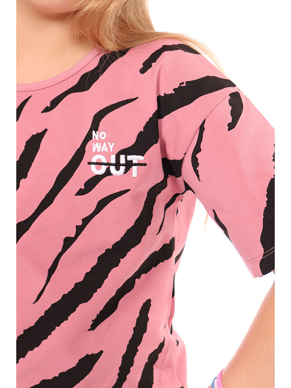 Pembe Kız Çocuk Komple Baskılı Tişört-1